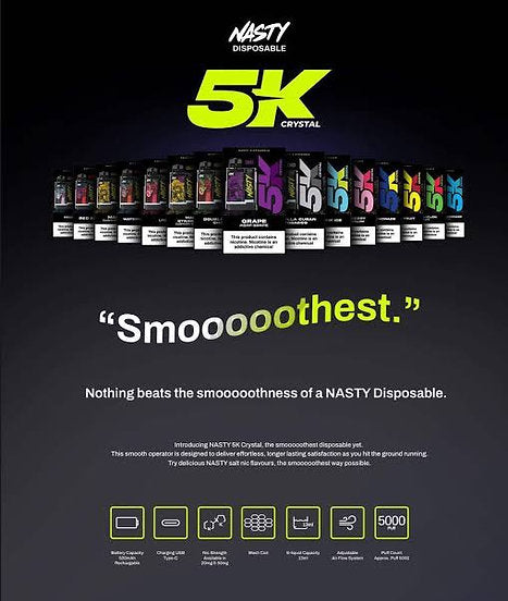 NASTY 5K CRYSTAL DISPOSABLE VAPE DEVICE