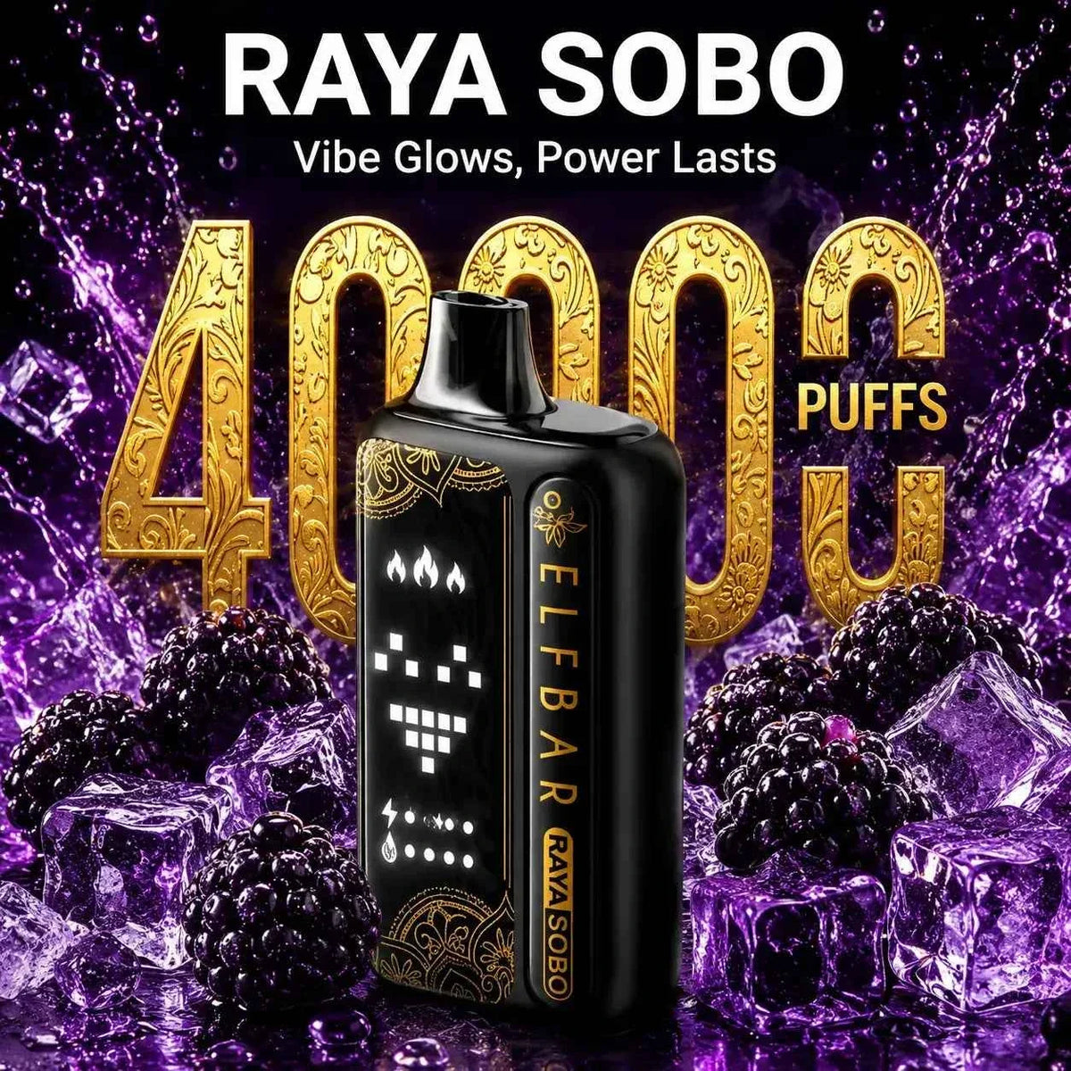 ELFBAR RAYA SOBO 40K RECHARGEABLE DISPOSABLE VAPE | 40,000 PUFFS | DUAL MESH COIL | TURBO MODE & SMART DISPLAY