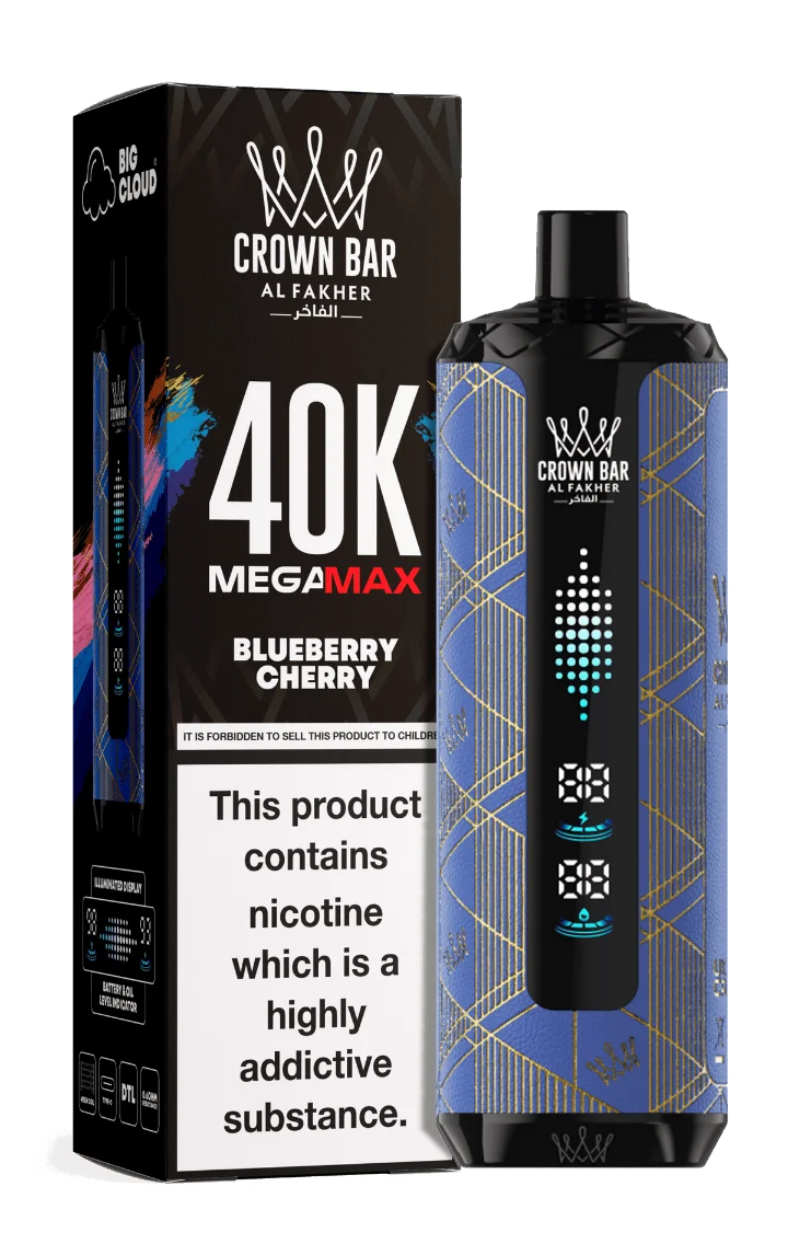Al Fakher Crown Bar MegaMax 40K V2.0 Disposable Vape – 40,000 Puffs Rechargeable Shisha Vape with Dual Mesh Coil & LED Display