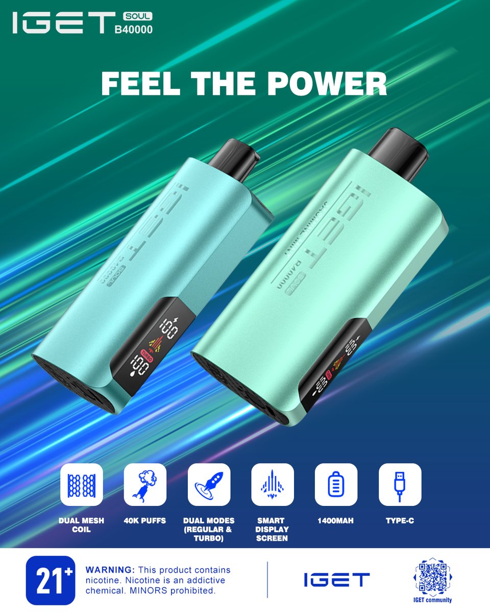 IGET SOUL B40000 Disposable Vape – 40,000 Puffs | Dual Modes + Smart Screen