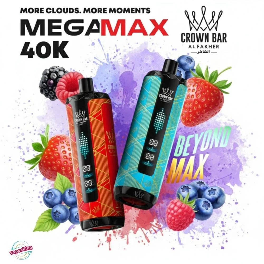 Al Fakher Crown Bar MegaMax 40K V2.0 Disposable Vape – 40,000 Puffs Rechargeable Shisha Vape with Dual Mesh Coil & LED Display